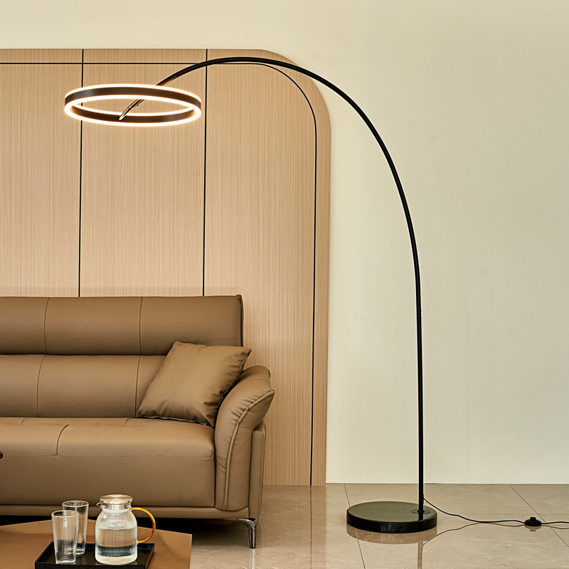 Lucande Stehlampe Bogenlampe Yekta LED dimmbar schwarz Wohnzimmerlampe - 4251911761955
