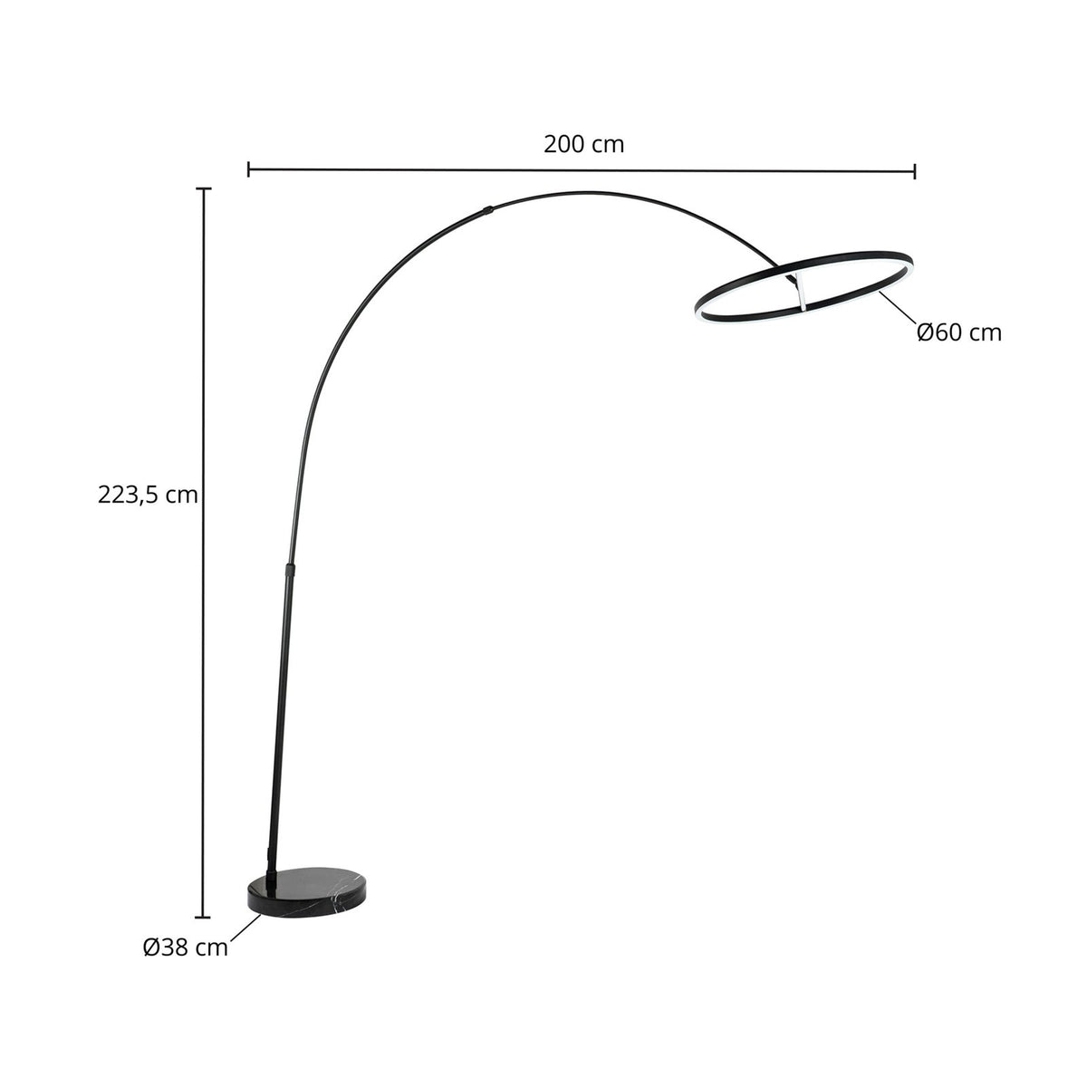 Lucande Stehlampe Bogenlampe LED Virvera schwarz Metall Wohnzimmerlampe947 - 4251911740295