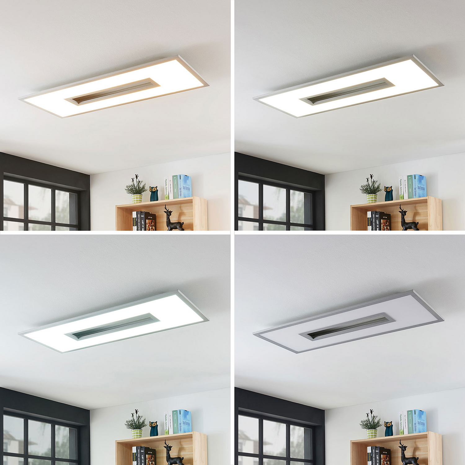 Plafonnier LED Lucande de qualité B, modèle Durun, à intensité variable, couleur carrée, 96 cm. 