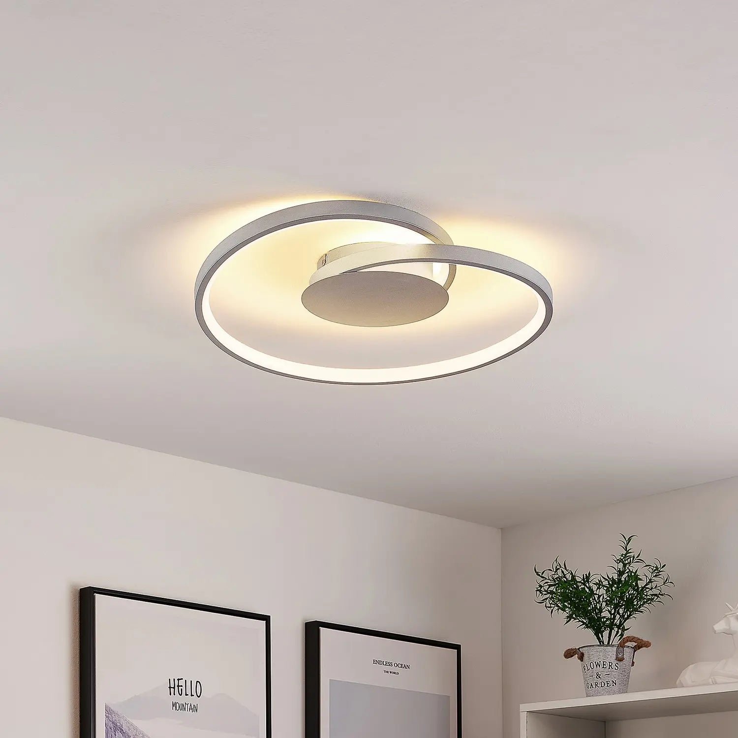 B-Ware Lucande Deckenlampe Deckenleuchte Led Silber Dimmbar Warmweiß Wohnzimmer Beleuch