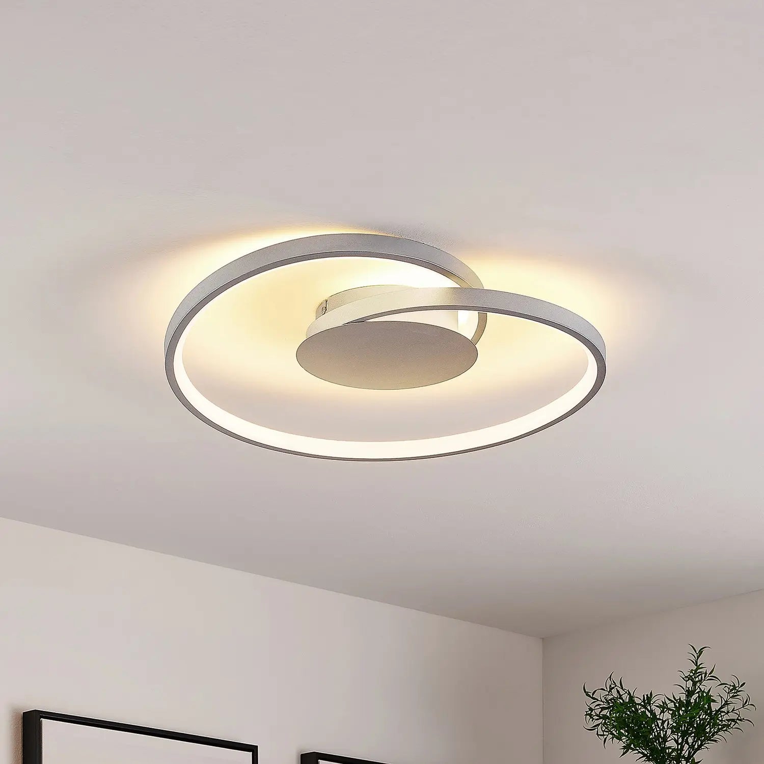 B-Ware Lucande Deckenlampe Deckenleuchte Led Silber Dimmbar Warmweiß Wohnzimmer Beleuch
