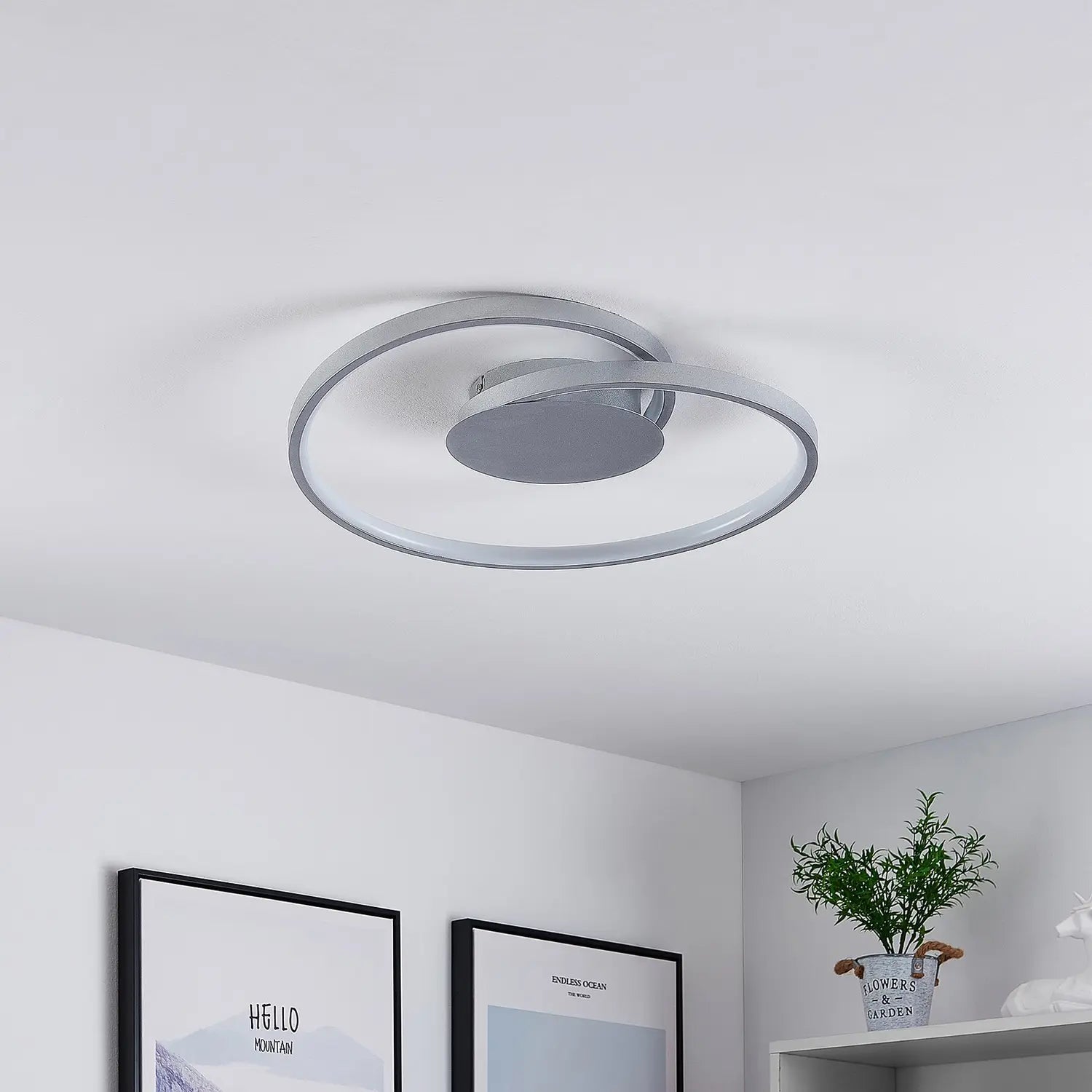 B-Ware Lucande Deckenlampe Deckenleuchte Led Silber Dimmbar Warmweiß Wohnzimmer Beleuch