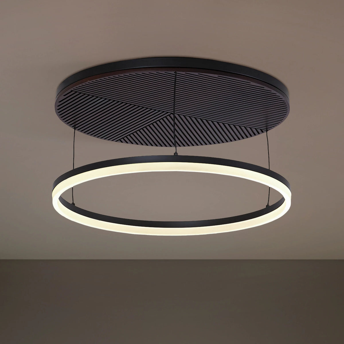 Lucande Deckenlampe Leuchte Orven LED dimmbar schwarz Holz Ø50cm 24cm hoch - 4255830900747