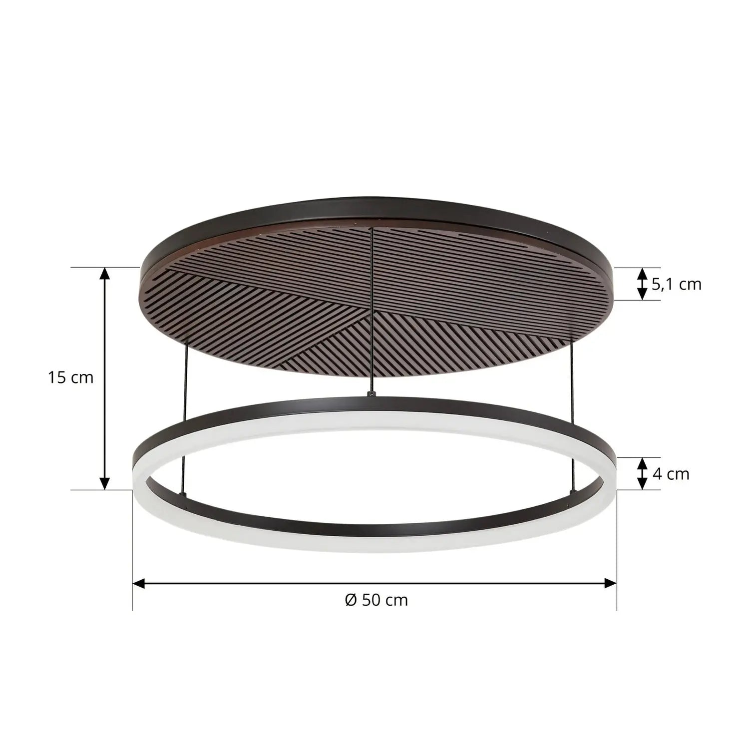 B-Ware Lucande Deckenleuchte Deckenlampe Led Orven Schwarz Holz Dimmbar ø50cm862 - 4255830900747