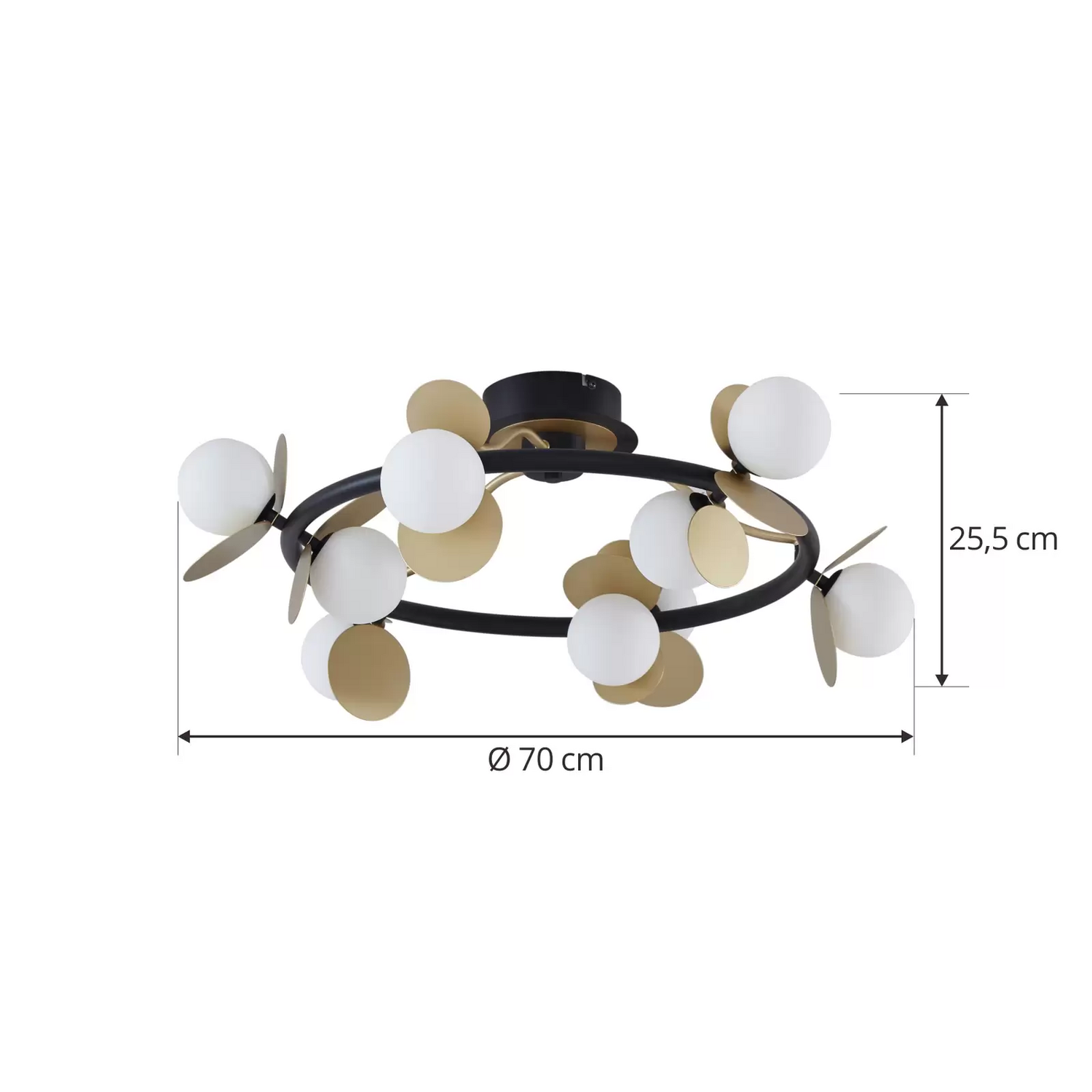 B-Ware Lucande Led Deckenlampe Pallo Deckenleuchte Deckenlicht 9 Flg. Schwarz/Gold Glas - 4251911775891