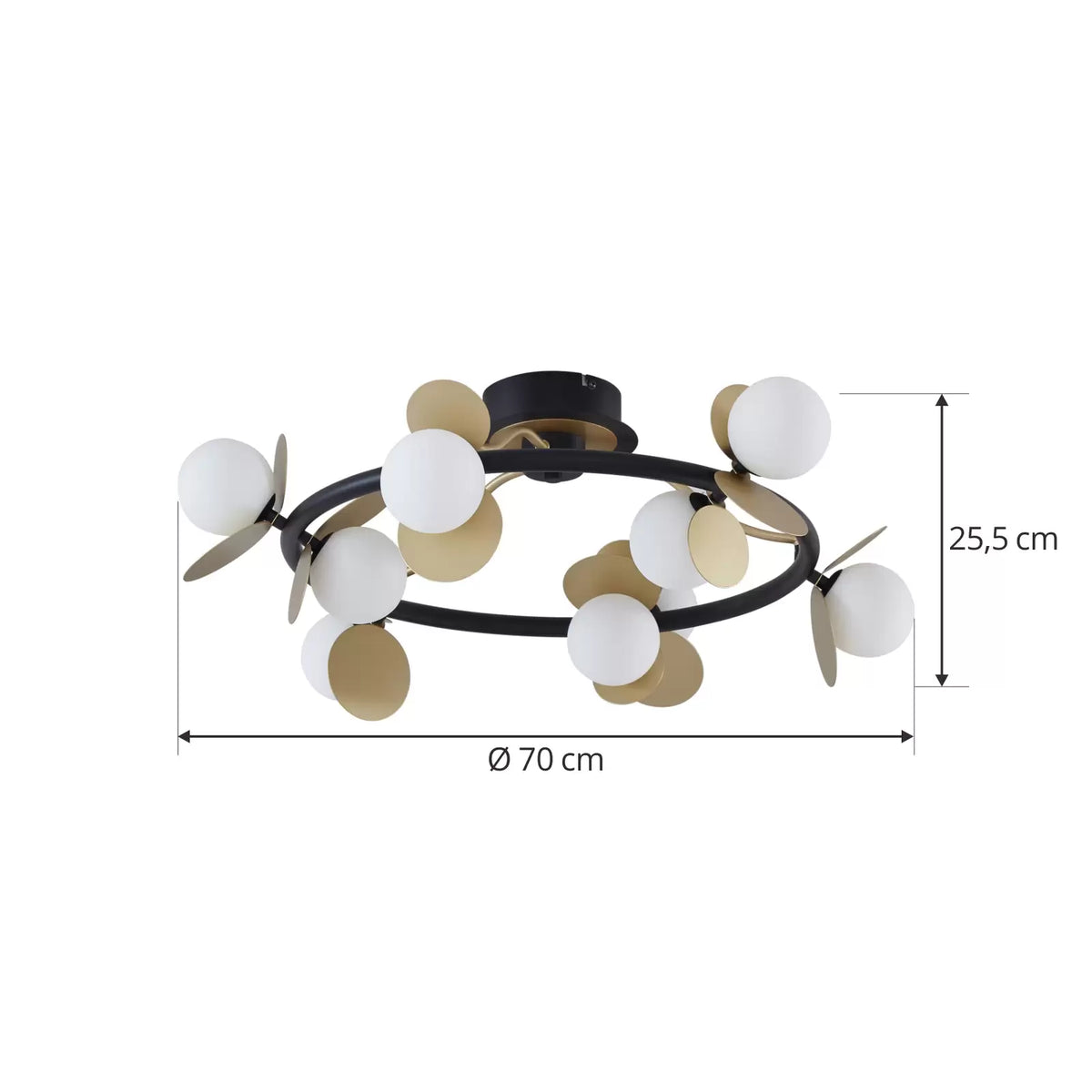 Lucande LED-Deckenlampe Pallo Deckenleuchte Deckenlicht 9-flg. schwarz/gold Glas - 4251911775891