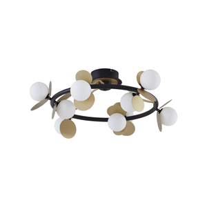 B-Ware Lucande Led Deckenlampe Pallo Deckenleuchte Deckenlicht 9 Flg. Schwarz/Gold Glas