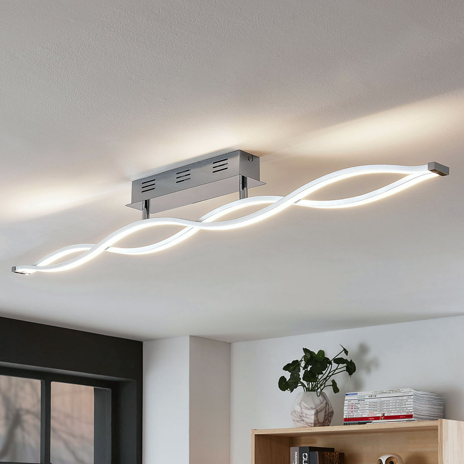 B-Ware Deckenleuchte Lampe Lucande Led Deckenlampe Leuchte Roan Chrom Edelstahl Dimmbar