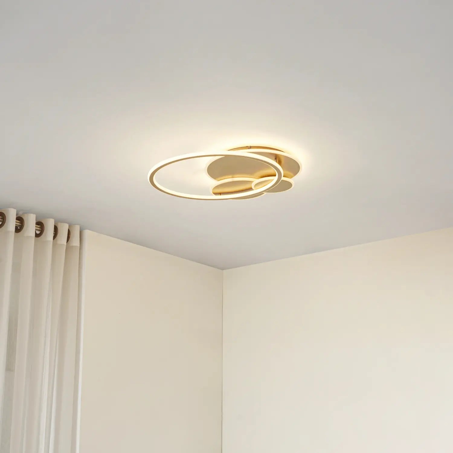 B-Ware Lucande Deckenleuchte Deckenlampe Led Gold Metall Dimmbar Circulo 60 Cm845
