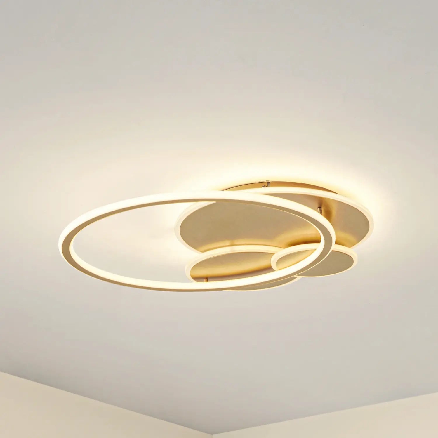 B-Ware Lucande Deckenleuchte Deckenlampe Led Gold Metall Dimmbar Circulo 60 Cm845