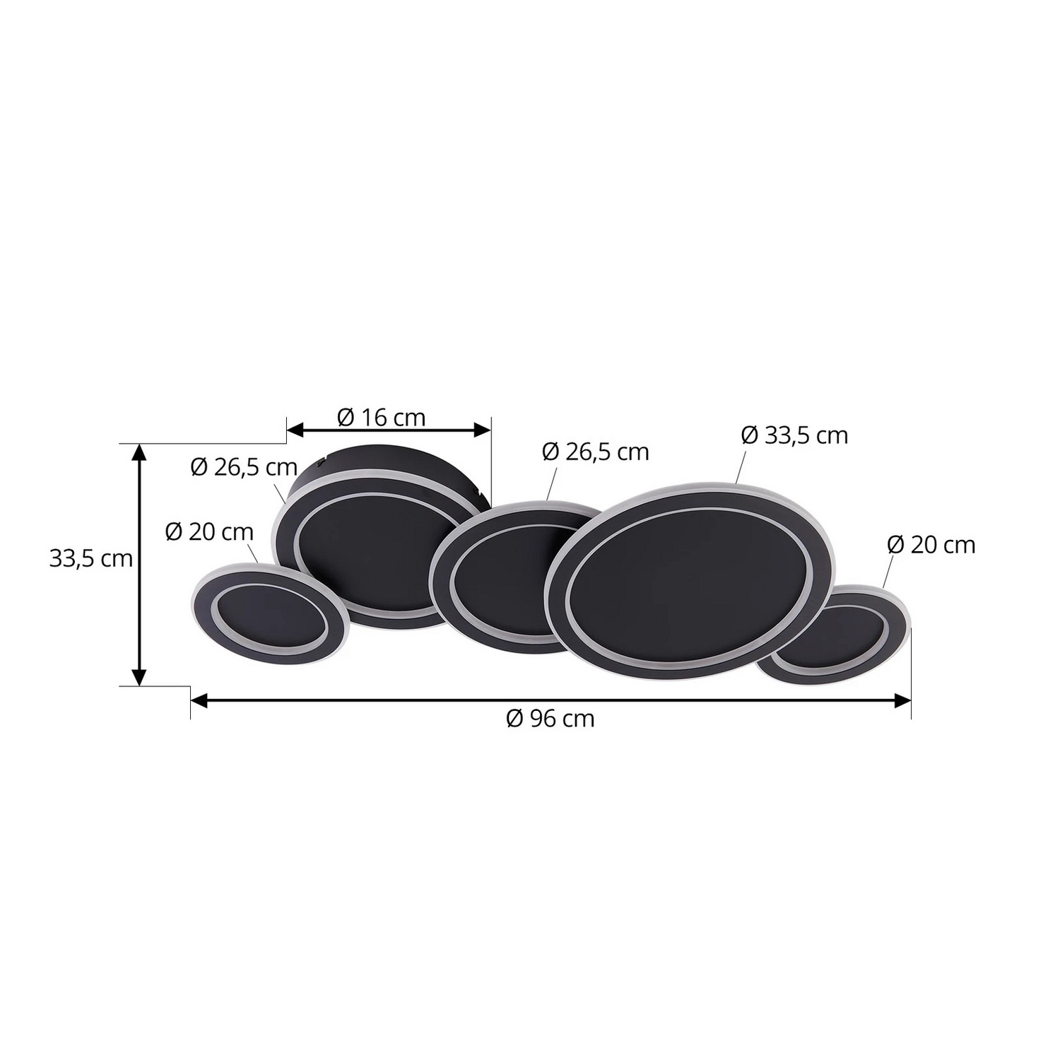 B-Ware Lucande Led Deckenleuchte Diala Schwarz Metall 96 Cm Deckenlampe Lampe Leuchte - 4251911791624