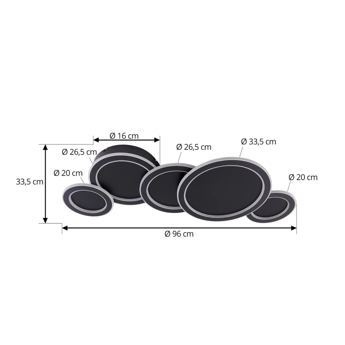 Lucande LED-Deckenleuchte Diala schwarz Metall 96 cm Deckenlampe Lampe Leuchte - 4251911791624