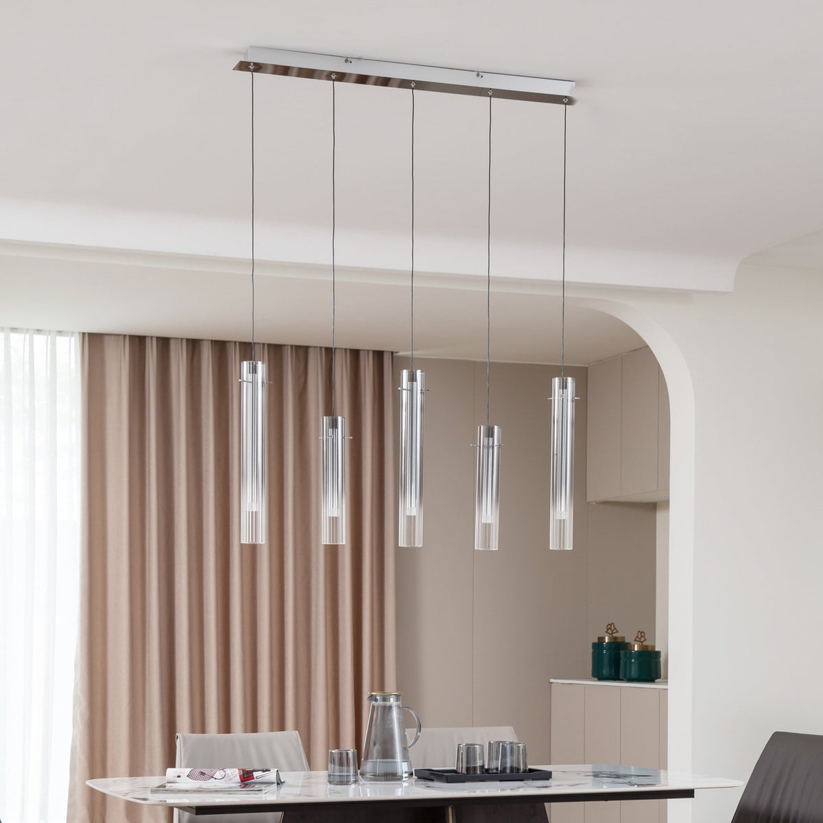Lucande LED-Deckenleuchte Korvitha 5-flammig grau Glas Deckenlampe Lampe Spot - 4251911775846