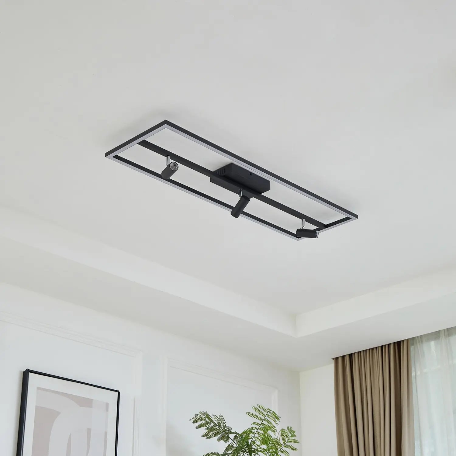 B-Ware Lucande Deckenleuchte Deckenlampe Led Schwarz Yvor Aluminium Schwenkbar