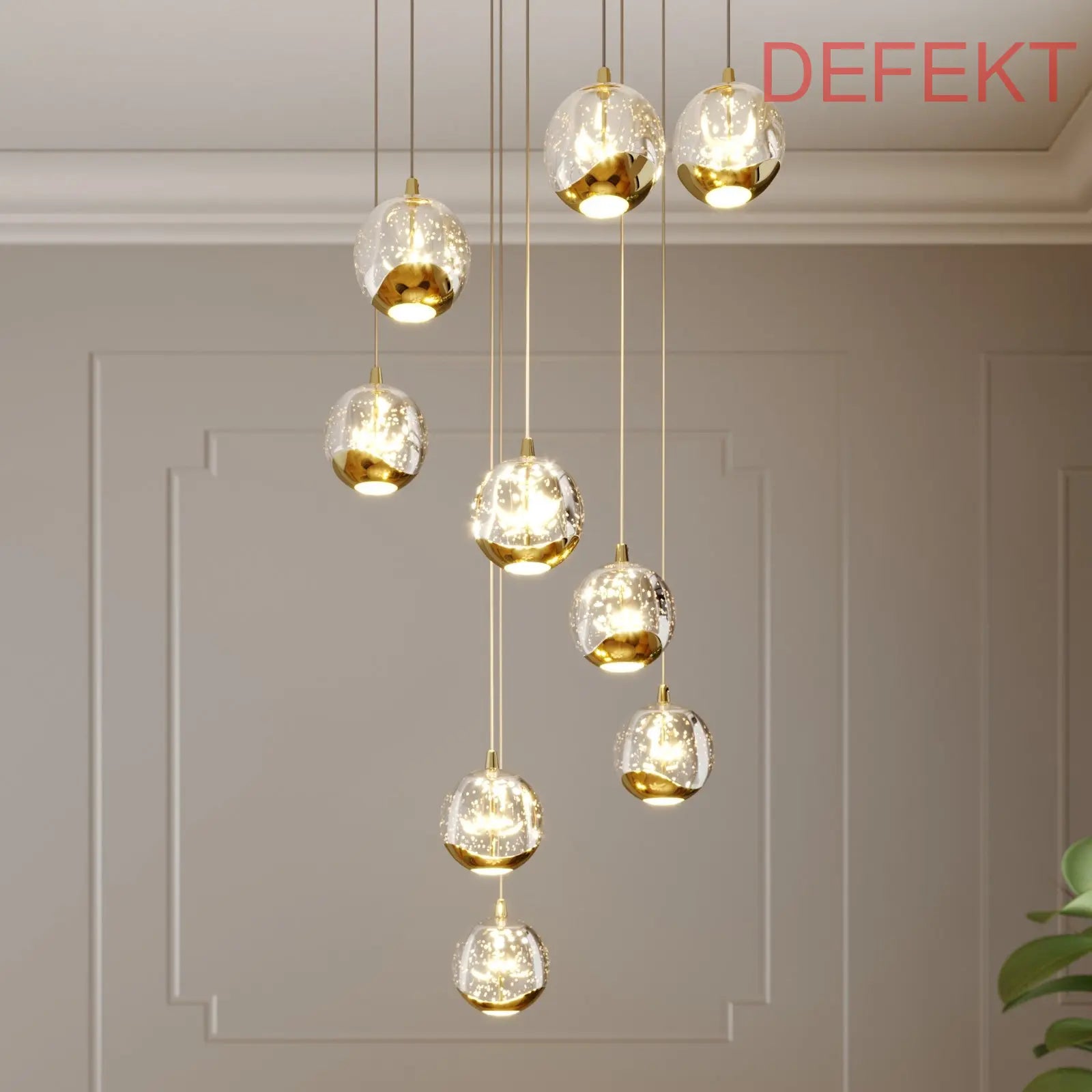 D-Ware Lucande Pendelleuchte Hängelampe Led Hayley Gold Glas Leuchte Lampe Defektware - 4251096583427