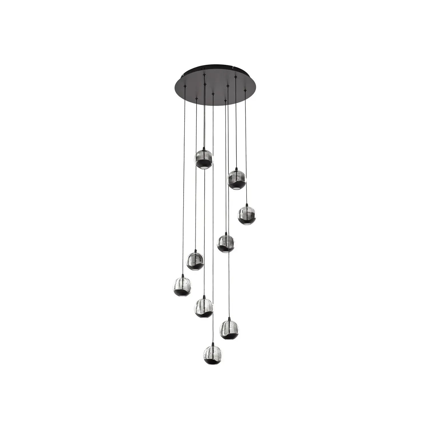 B-Ware Lucande Pendelleuchte Hängelampe Led Schwarz Glas Metall Transparent Getönt671