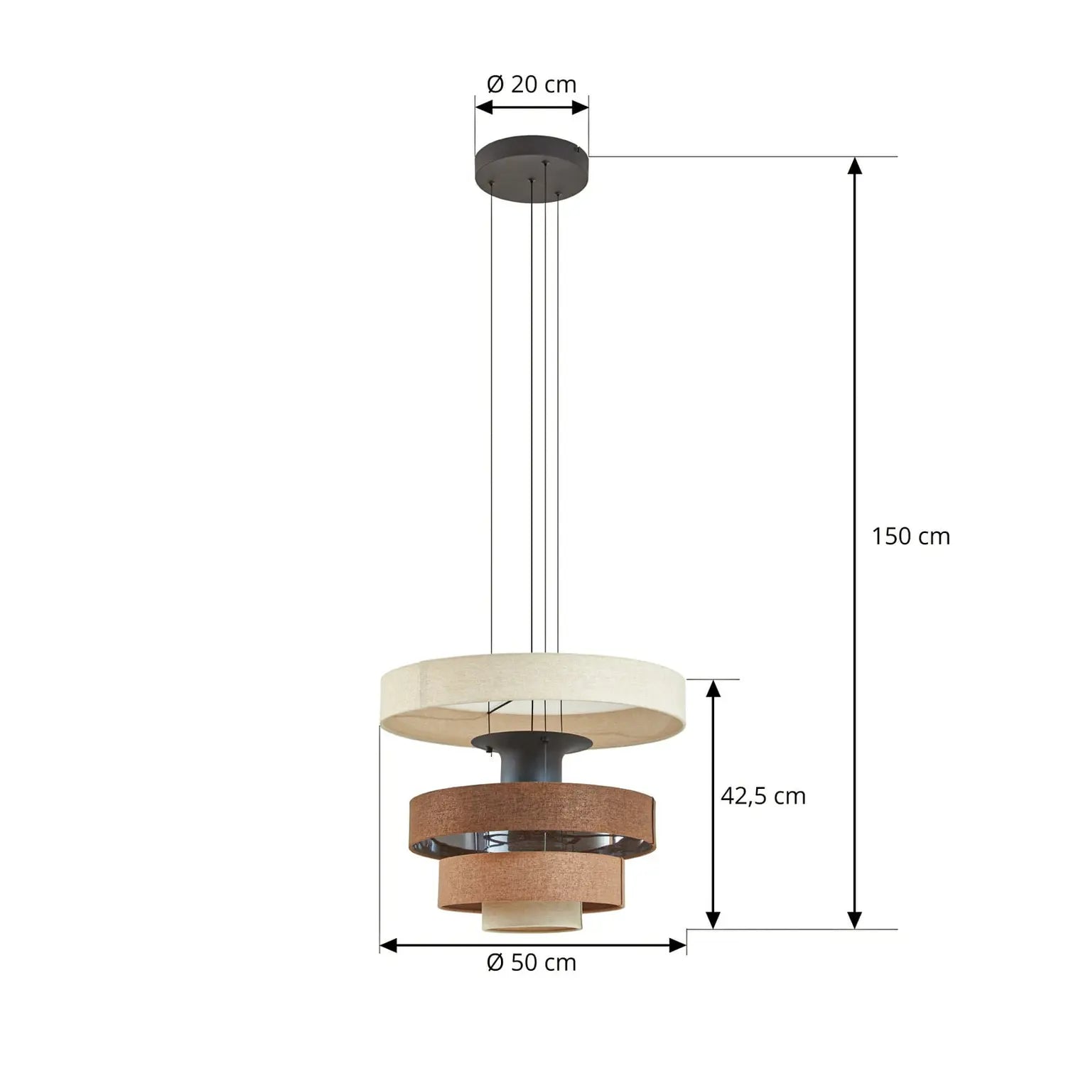 B-Ware Lucande Pendelleuchte Hängelampe Led Peldano Textil Braun Beige ø 50 Cm Warmweiß - 4255830901188