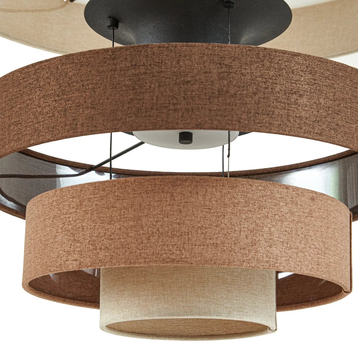 B-Ware Lucande Pendelleuchte Hängelampe Led Peldano Textil Braun Beige ø 50 Cm Warmweiß - 4255830901188