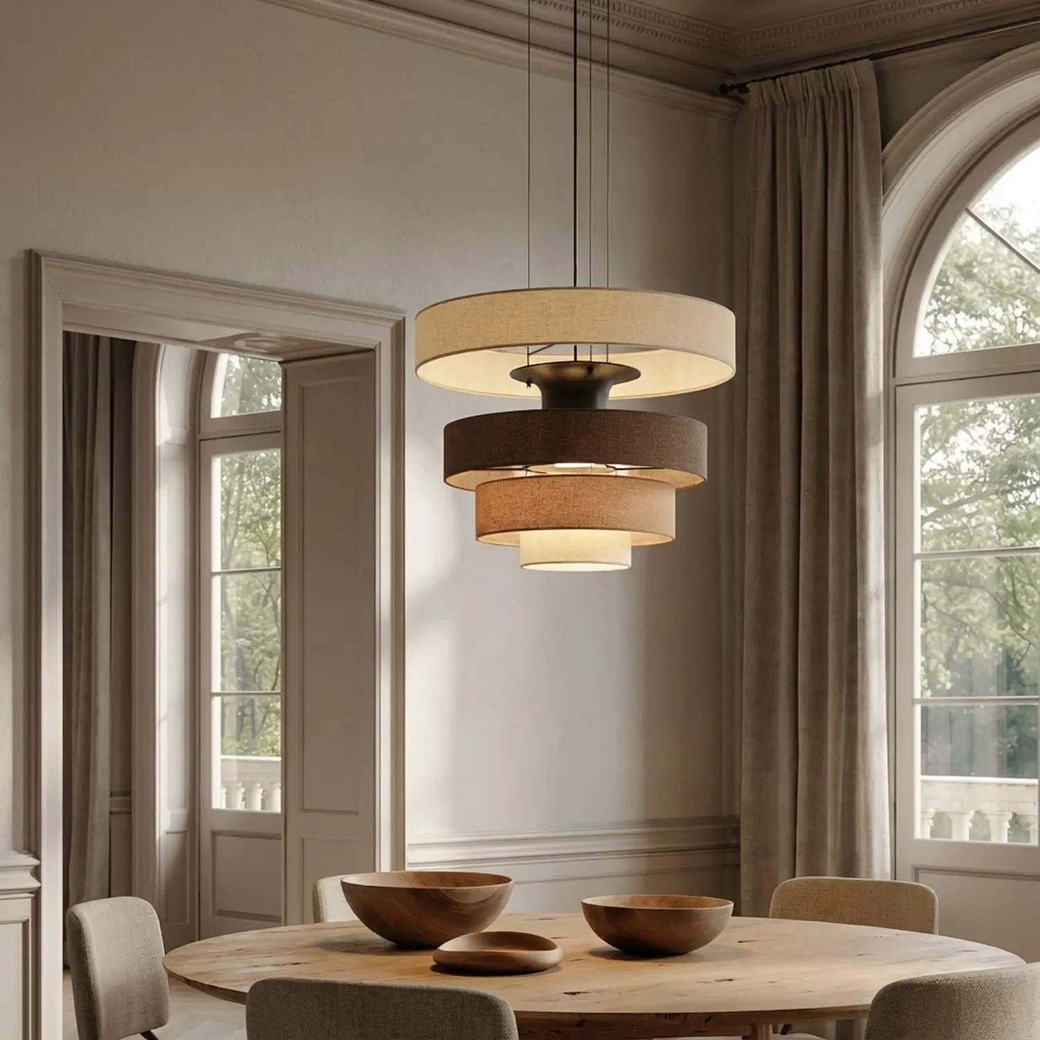 B-Ware Lucande Pendelleuchte Hängelampe Led Peldano Textil Braun Beige ø 50 Cm Warmweiß - 4255830901188
