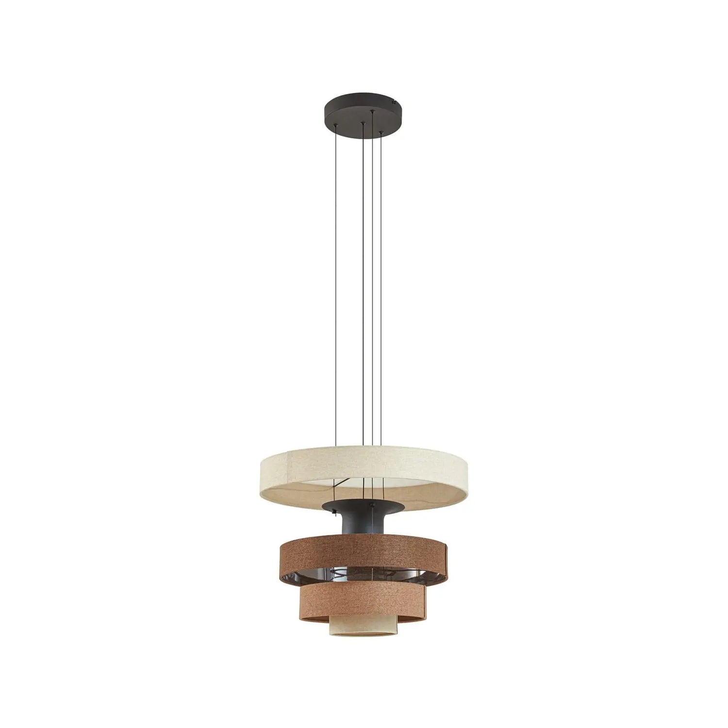 B-Ware Lucande Pendelleuchte Hängelampe Led Peldano Textil Braun Beige ø 50 Cm Warmweiß - 4255830901188