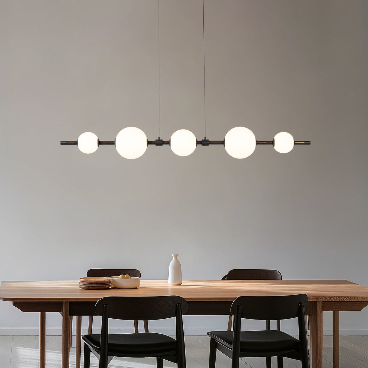 Lucande Pendelleuchte LED-Hängeleuchte Tanira schwarz weiß 140cm, step-dim - 4255830906411