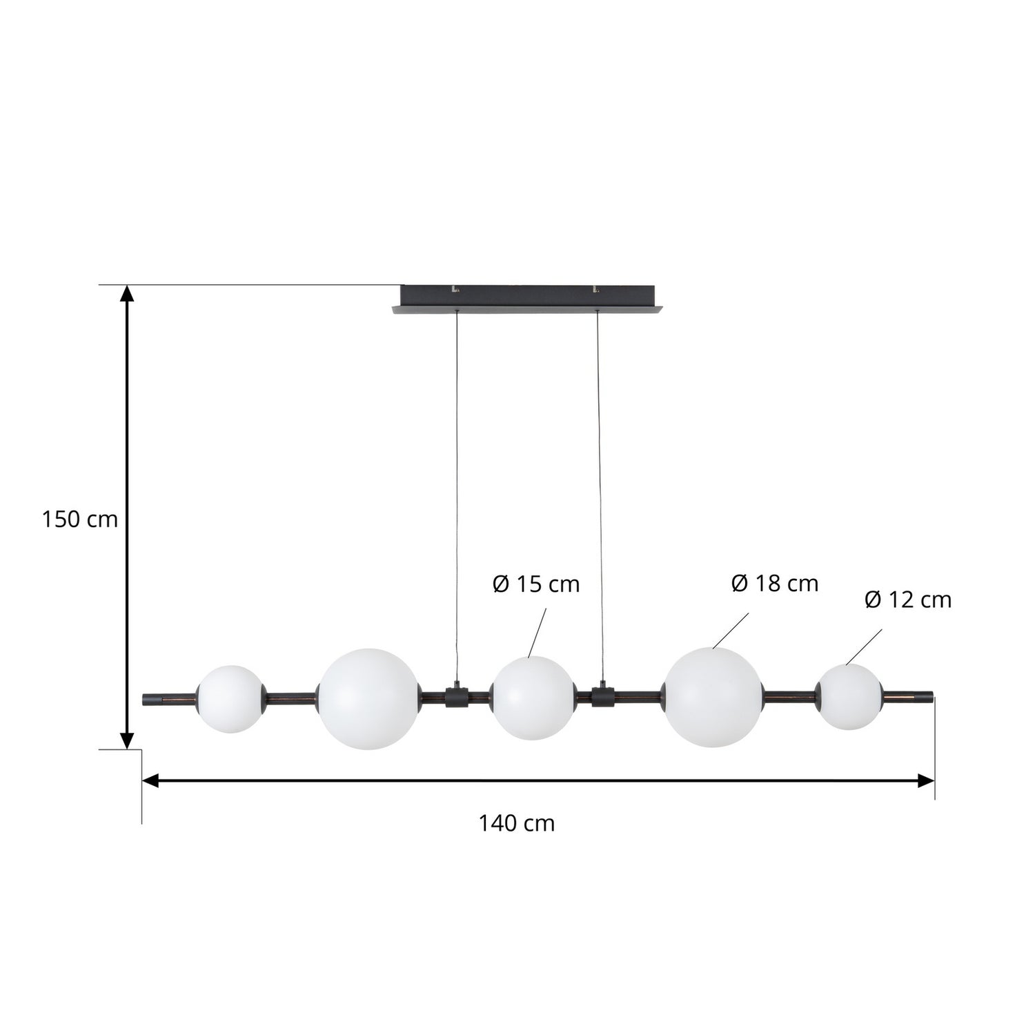B-Ware Lucande Pendelleuchte Led Hängeleuchte Tanira Schwarz Weiß 140cm, Step Dim - 4255830906411