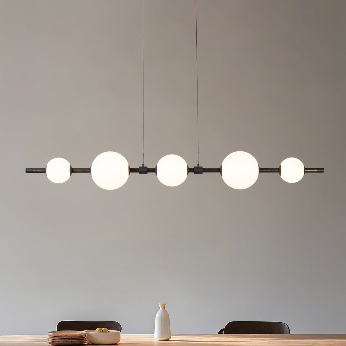 Lucande Pendelleuchte LED-Hängeleuchte Tanira schwarz weiß 140cm, step-dim - 4255830906411
