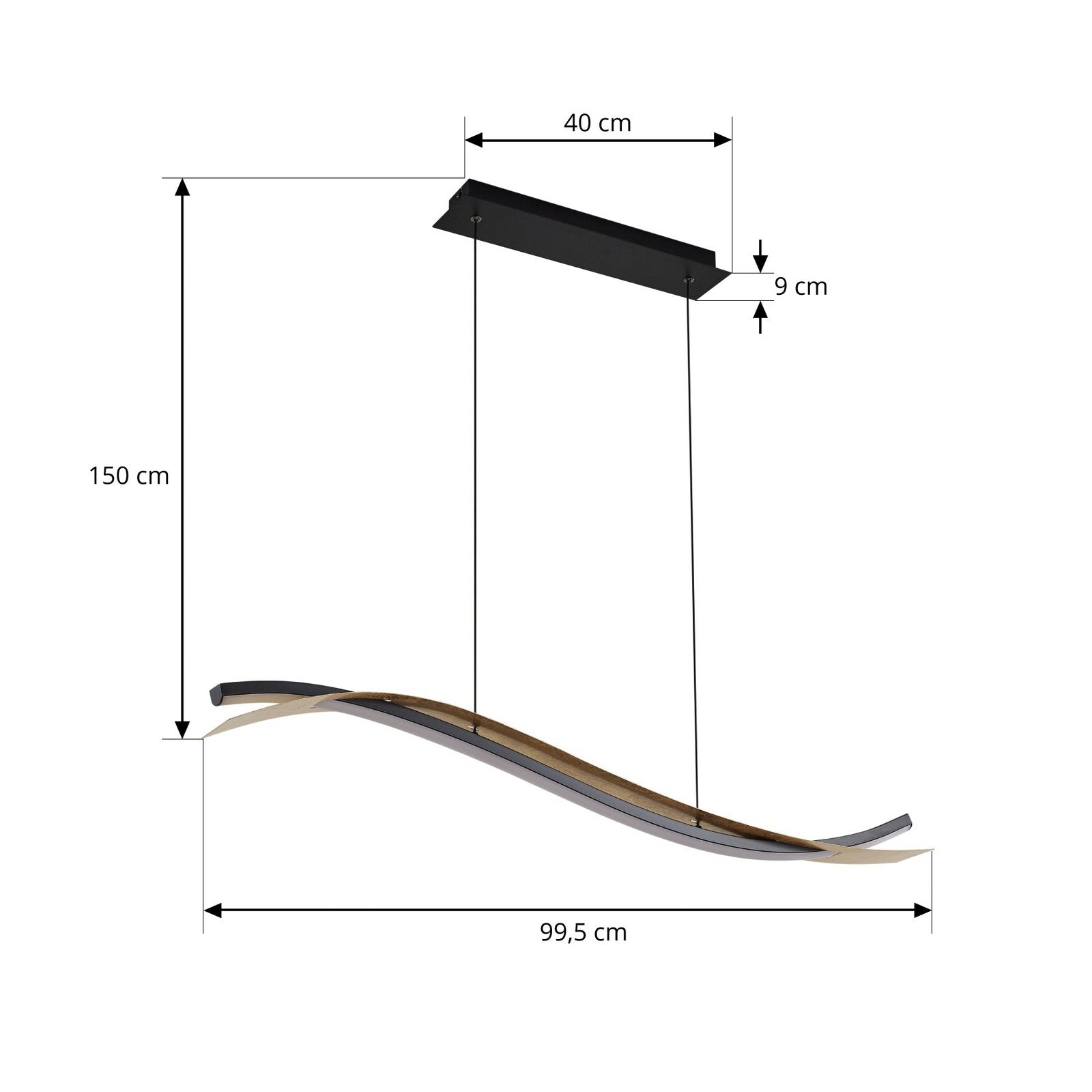 Lucande LED-Hängeleuchte Pendelleuchte Alevia schwarz gold CCT dimmbar - 4255830901317