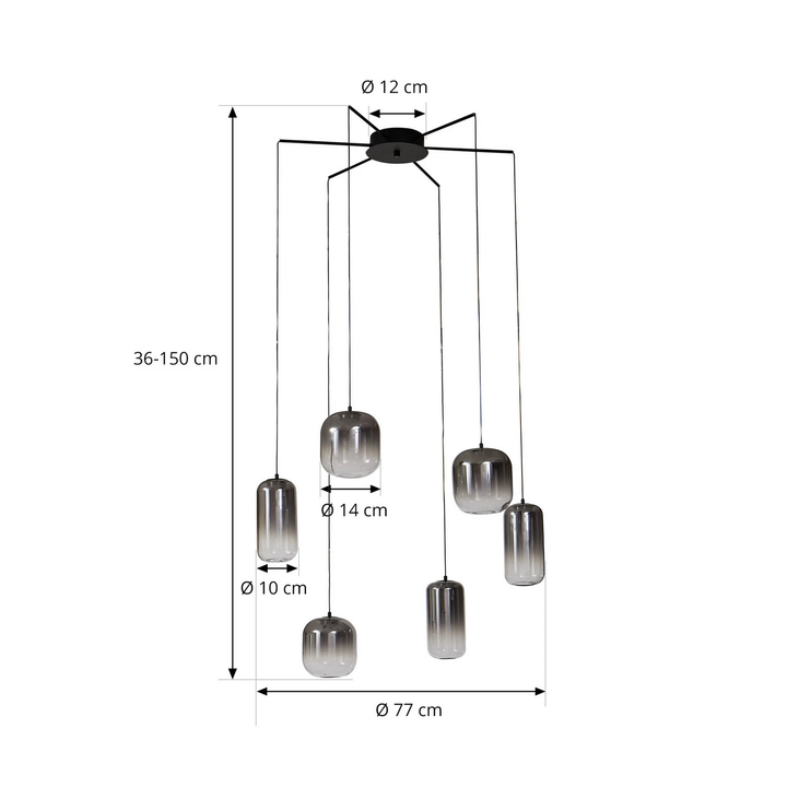 Lucande Led Hängeleuchte Avelina Auchgrau 6 Flammig Deckenlampe Lampe Leuchte B-Ware