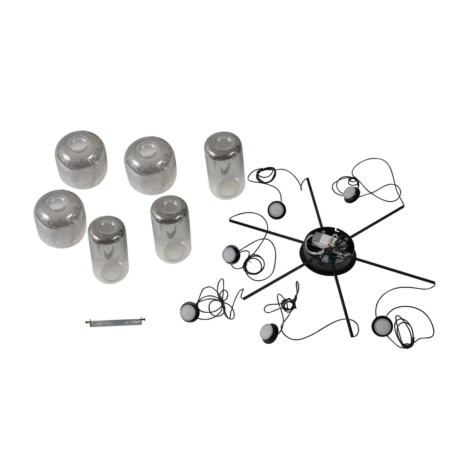 B-Ware Lucande Pendelleuchte Hängeleuchte Led Avelina Grau Glas Metall Rauchgrau 6 Flam - 4251911786569