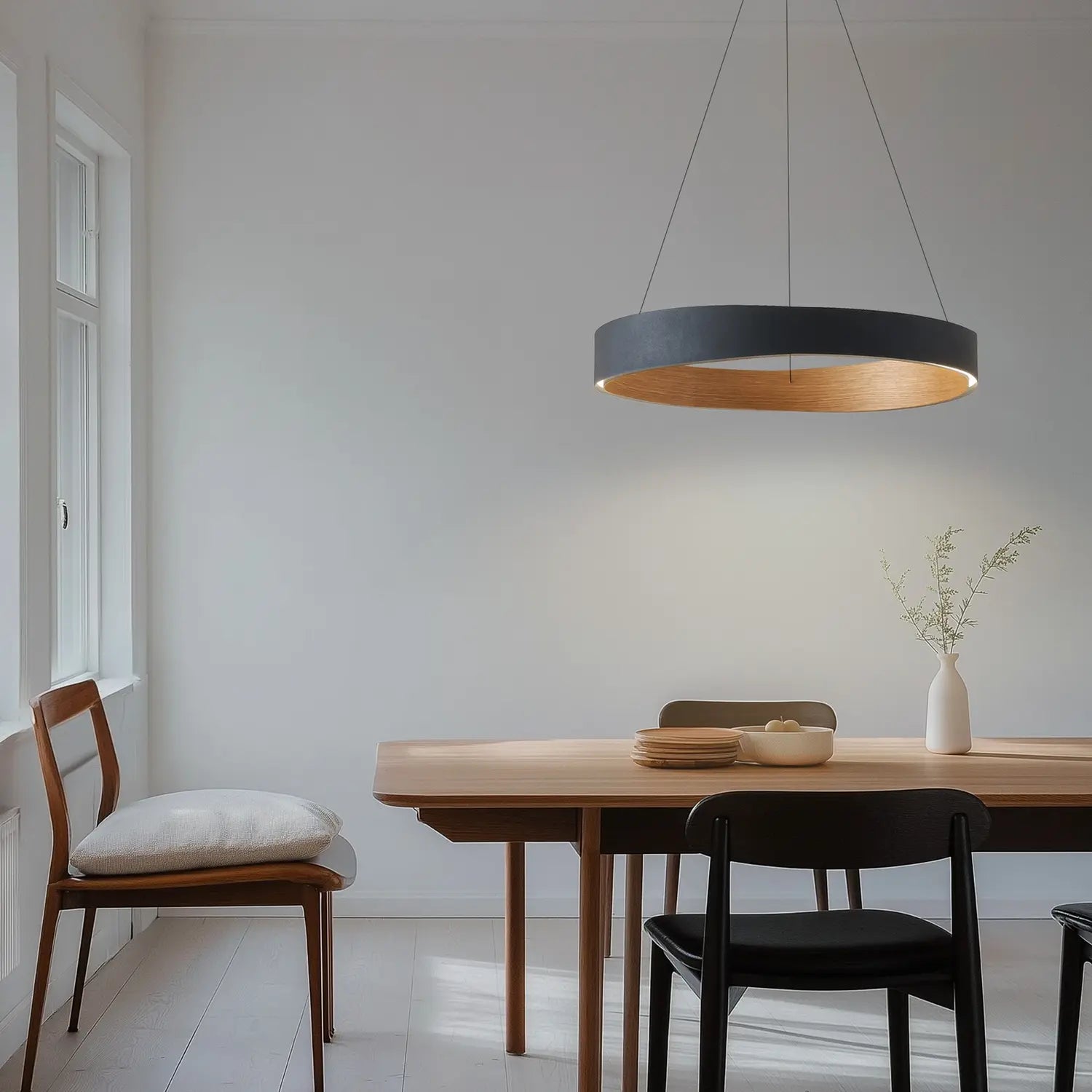 B-Ware Lucande Led Hängeleuchte Pendel Daelor Fernbedienung Schwarz Holz Cct Dimmbar