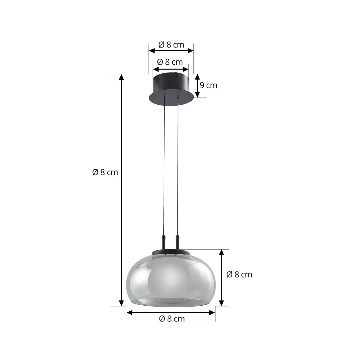 Lucande Hängeleuchte Dain LED Pendelleuchte Lampe grau 1-flammig - 4251911791785