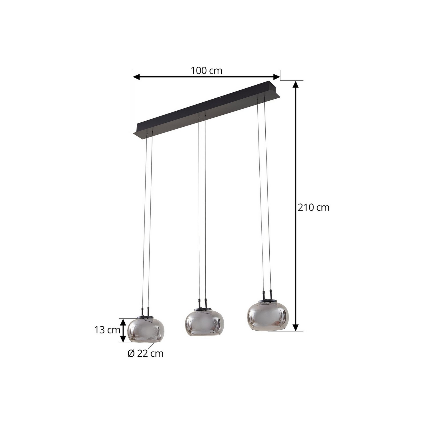 Lucande Led Hängeleuchte Pendellampe Lampe Rauchgrau Glas Höhenverstellbar B-Ware - 4251911791792