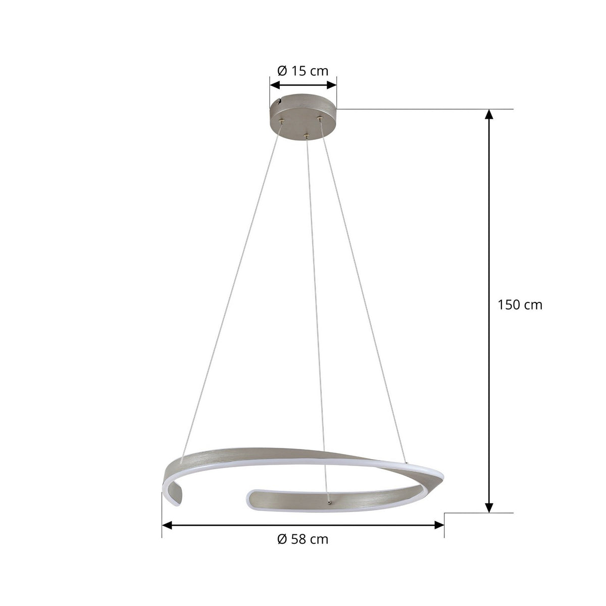 Lucande LED Hängeleuchte Pendelleuchte Eloura silber Metall CCT Ø58cm - 4255830902963