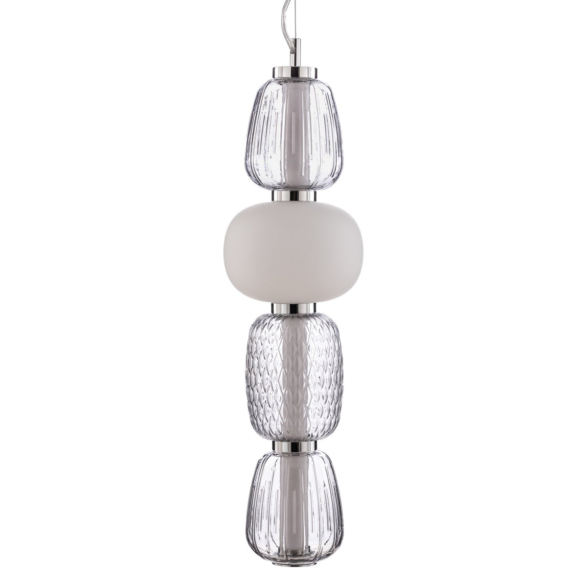Lucande Pendelleuchte Hängeleuchte LED Glas grau weiß Wohnzimmer Essbereich K299 - 4251911778496