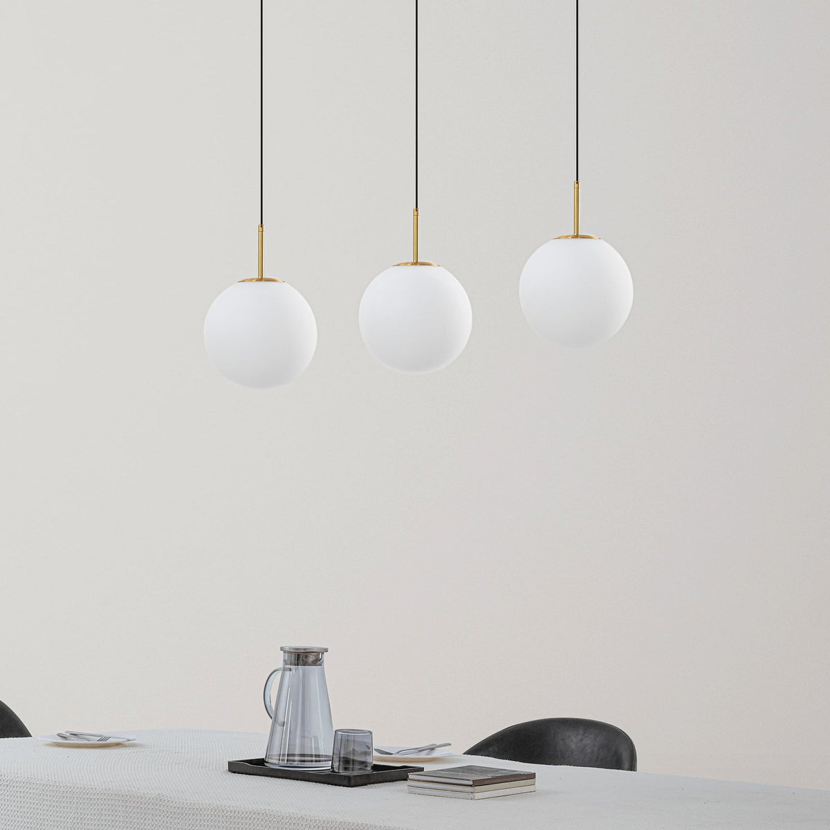 Lucande Pendelleuchte Hängeleuchte LED Joran Glas weiß Gold Esszimmer Lampe - 4251911791815