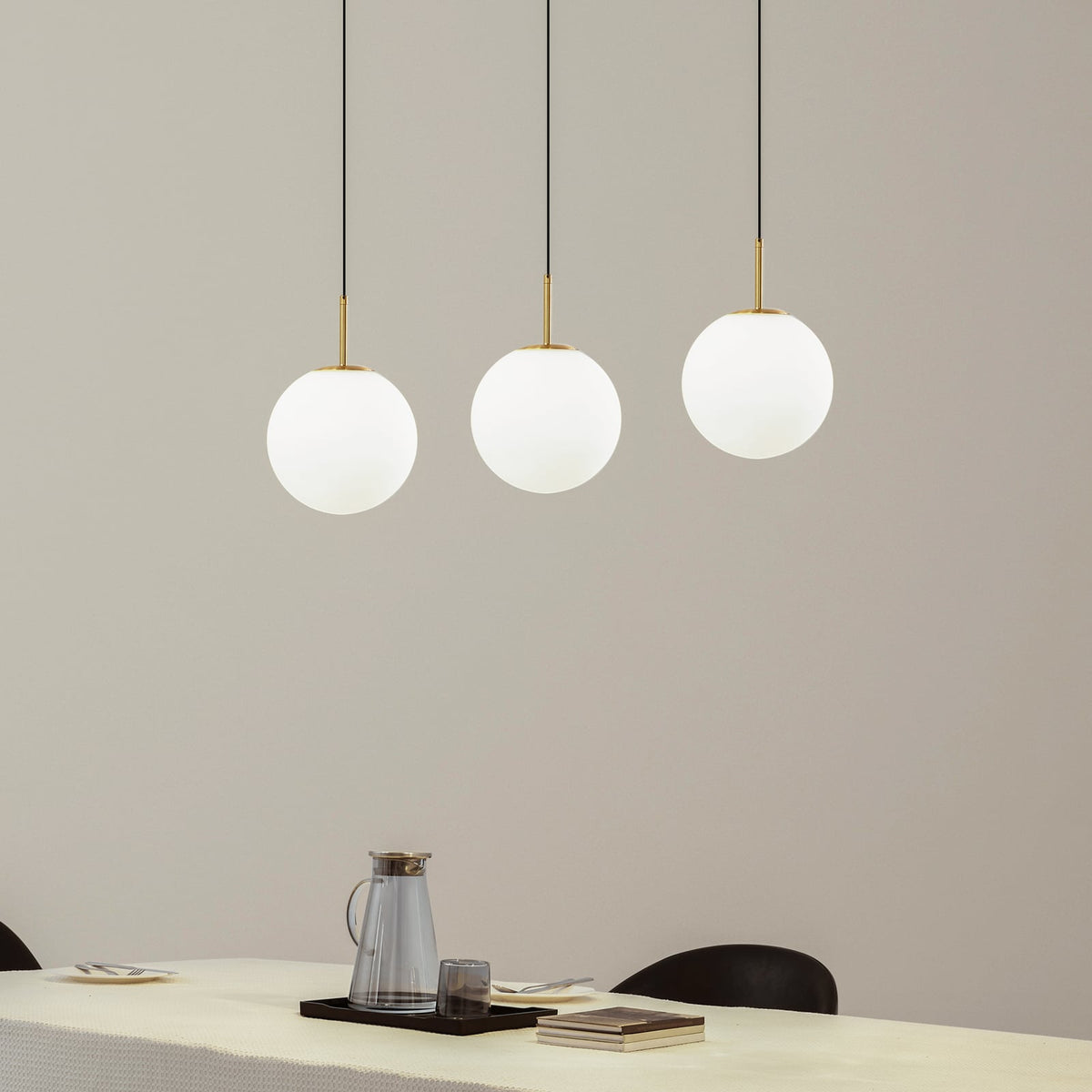 Lucande Pendelleuchte Hängeleuchte LED Joran Glas weiß Gold Esszimmer Lampe - 4251911791815