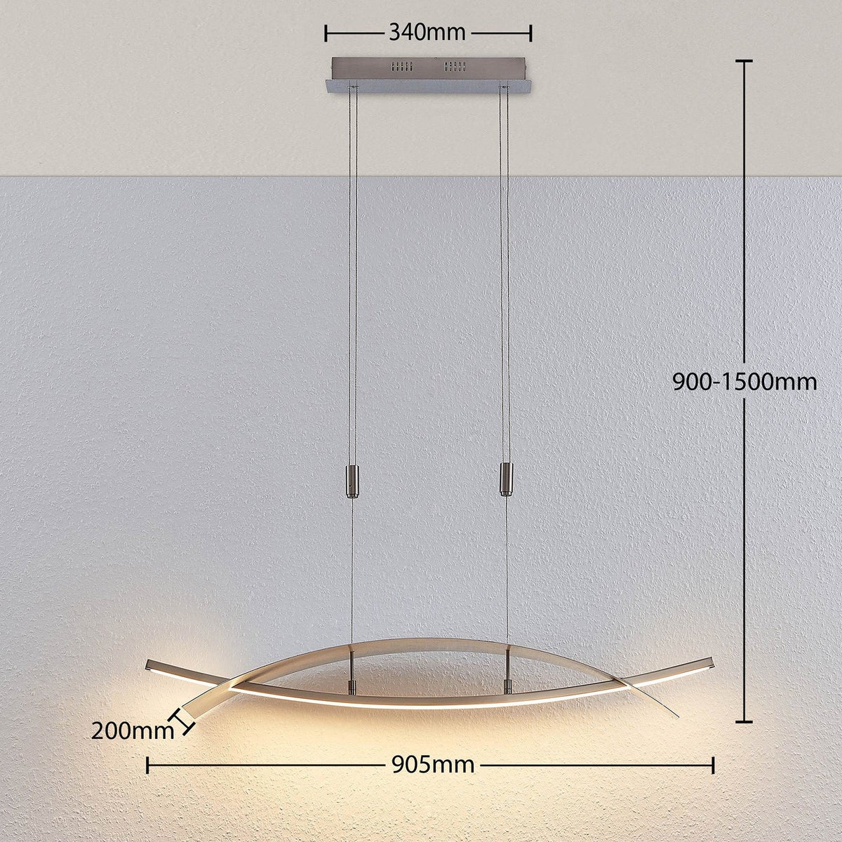 Lucande LED-Hängeleuchte Marija Pendelleuchte Deckenleuchte Wohnzimmer silber - 4251096553635