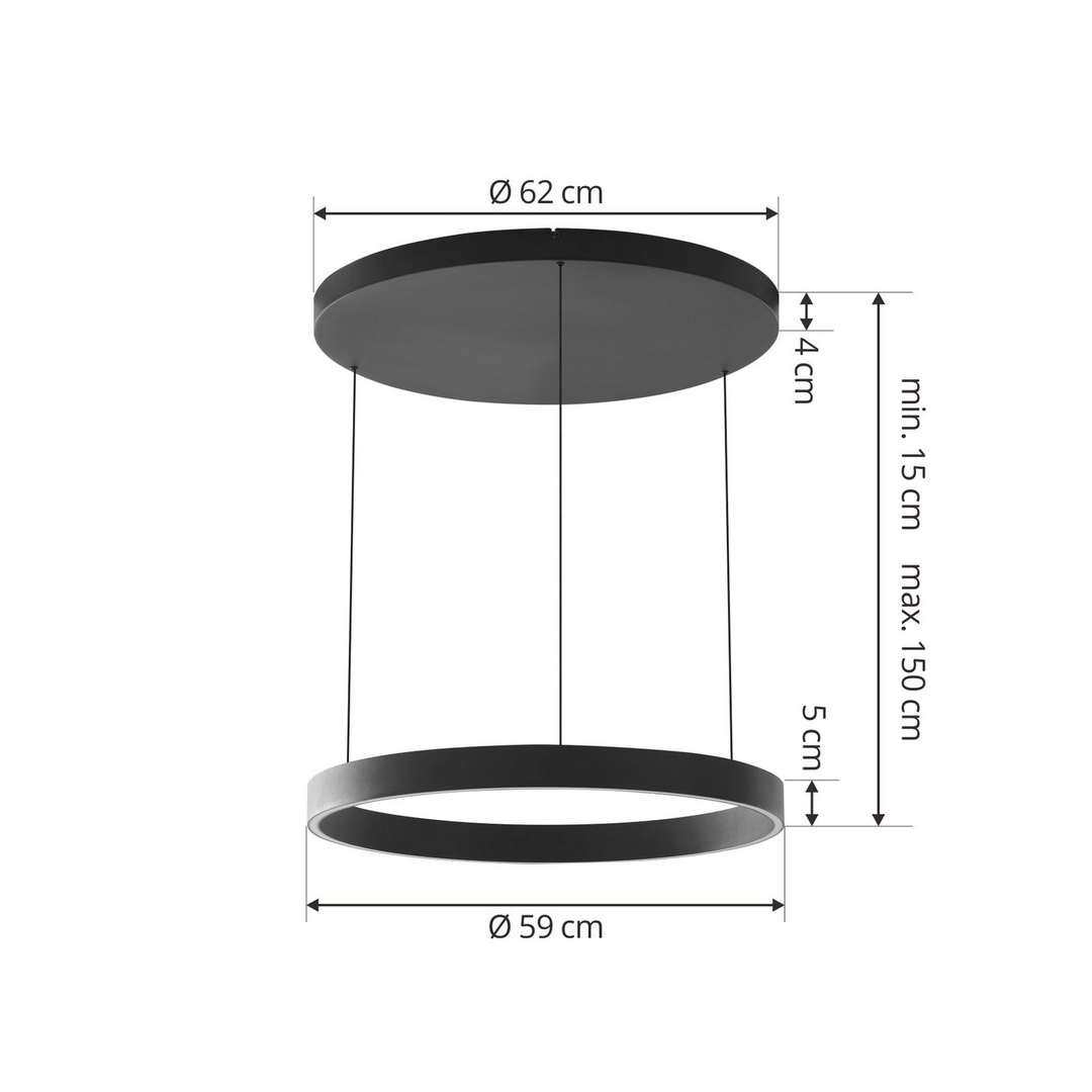 Lucande Led Hängeleuchte Pendelleuchte Lampe Schwarz Eisen ø 60 Cm Dimmbar    B-Ware - 4251911765830
