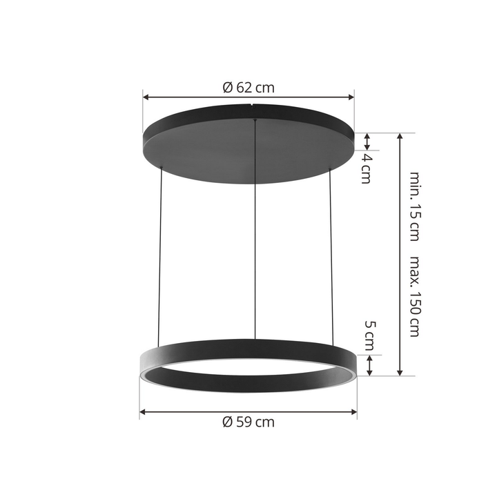 Lucande Led Hängeleuchte Pendelleuchte Lampe Schwarz Eisen ø 60 Cm Dimmbar    B-Ware - 4251911765830