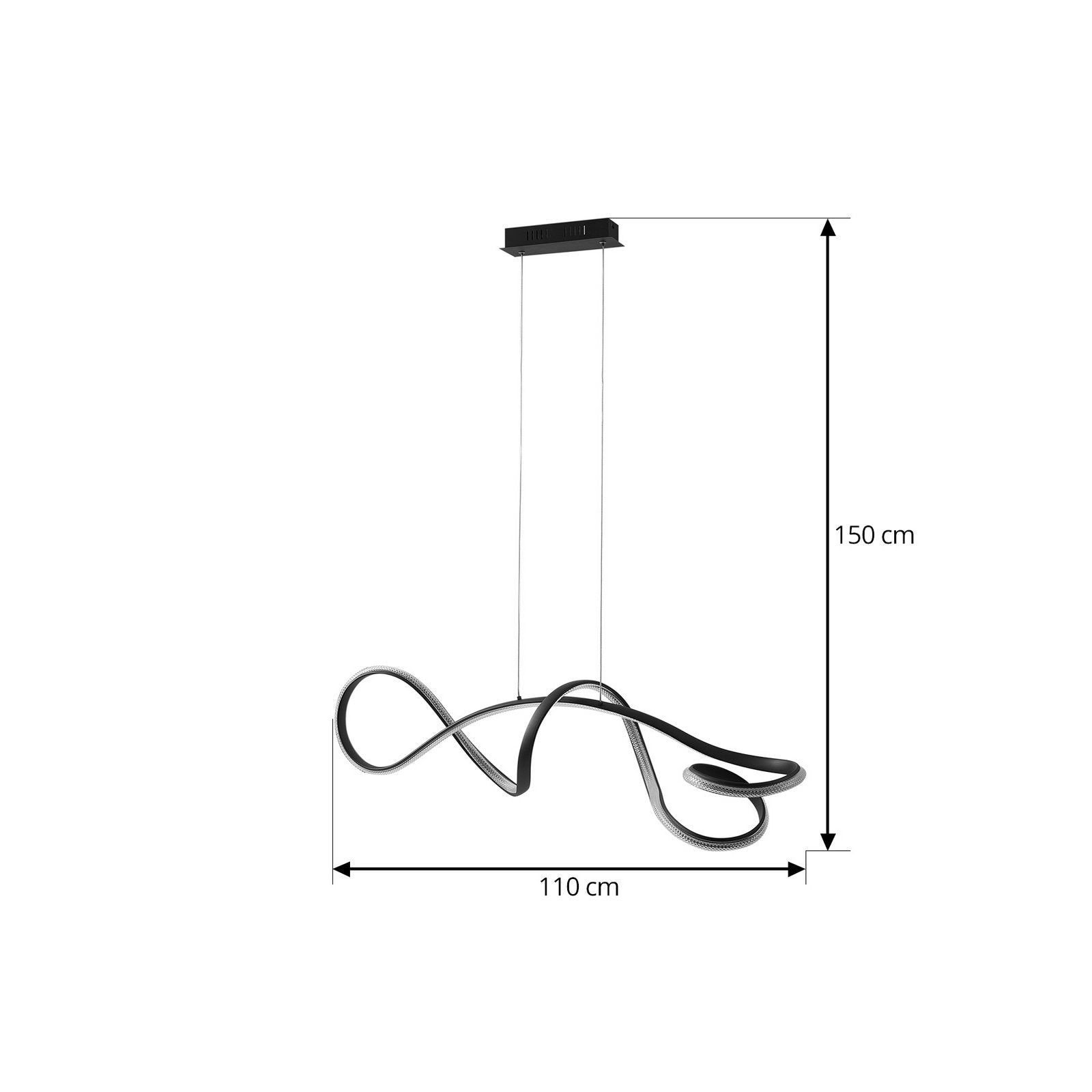 Lucande Pendelleuchte Hängelampe LED Rodado schwarz Aluminium Beleuchtung - 4251911794991