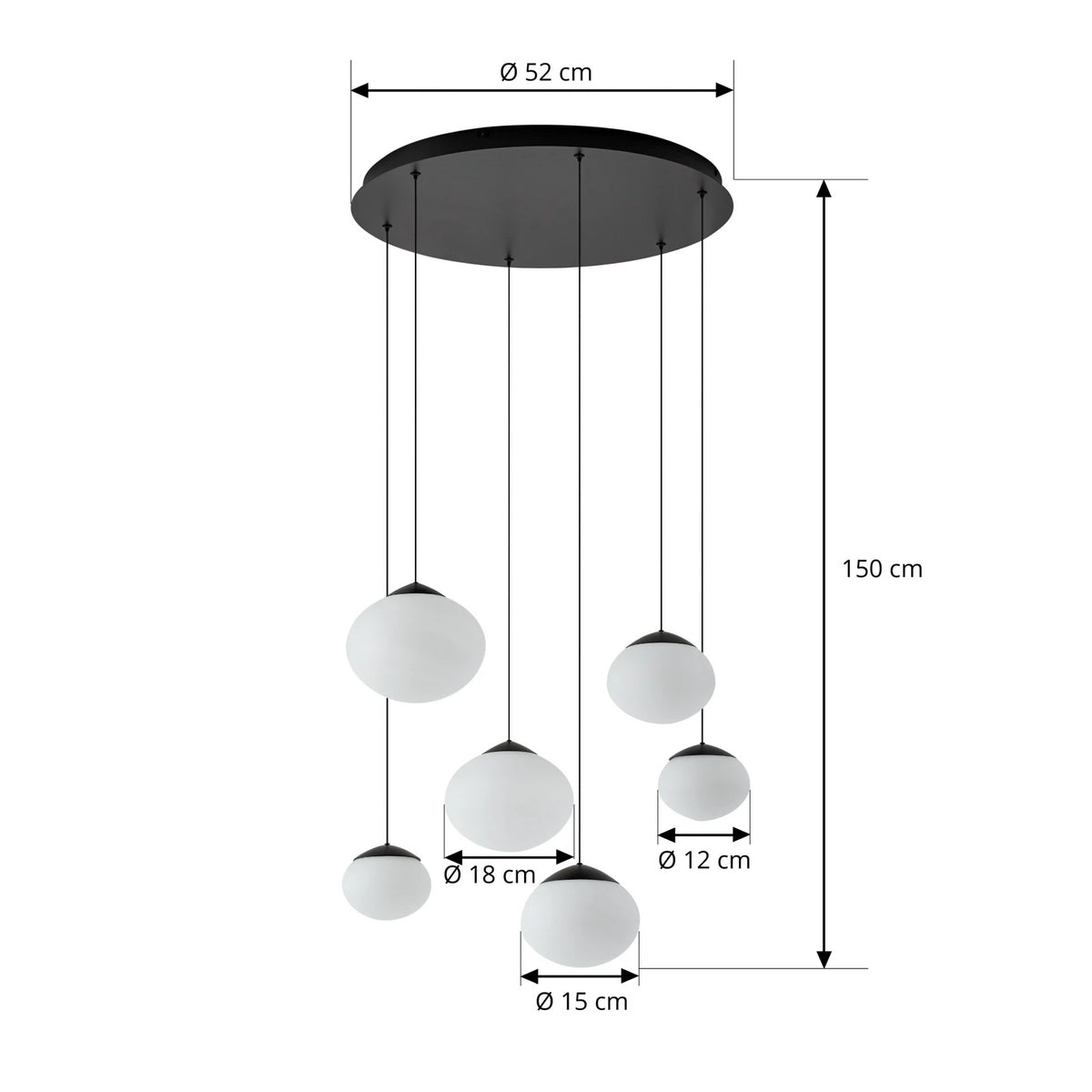 Lucande Pendelleuchte Hängelampe LED Lampe Tivar schwarz weiß Glas 6-flammig - 4255830902727