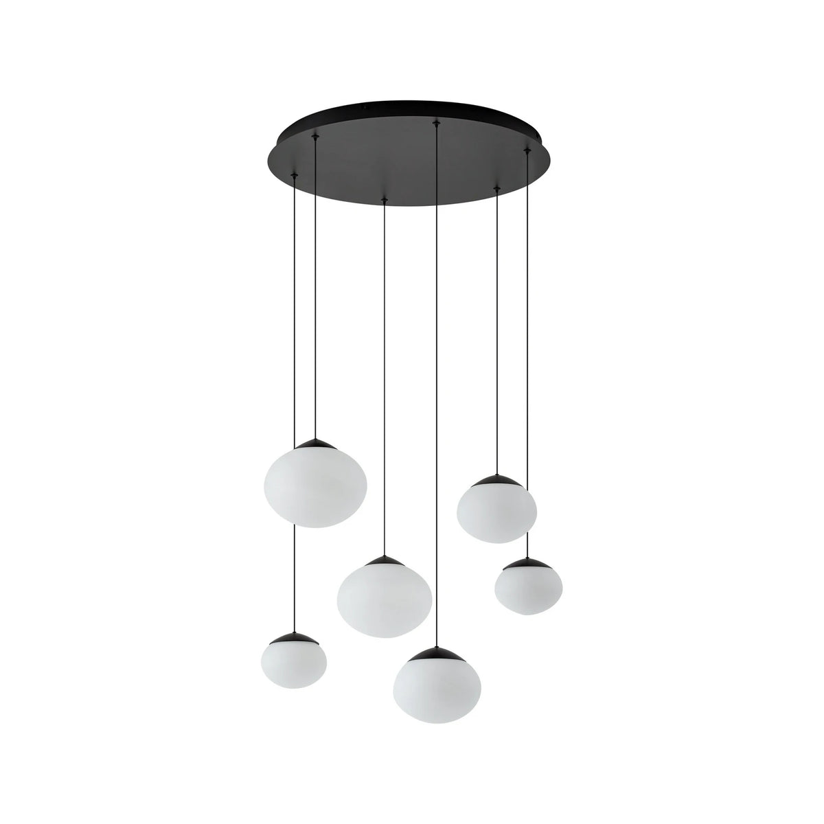 Lucande Pendelleuchte Hängelampe LED Lampe Tivar schwarz weiß Glas 6-flammig - 4255830902727
