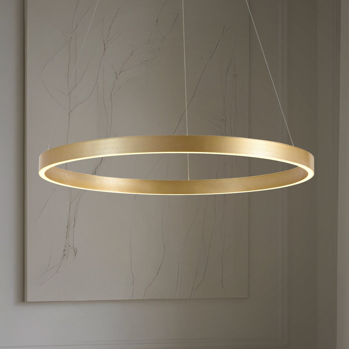 Lucande Pendelleuchte Hängeleuchte LED Lampe gold Metall Beleuchtung 80 cm - 4255830904097