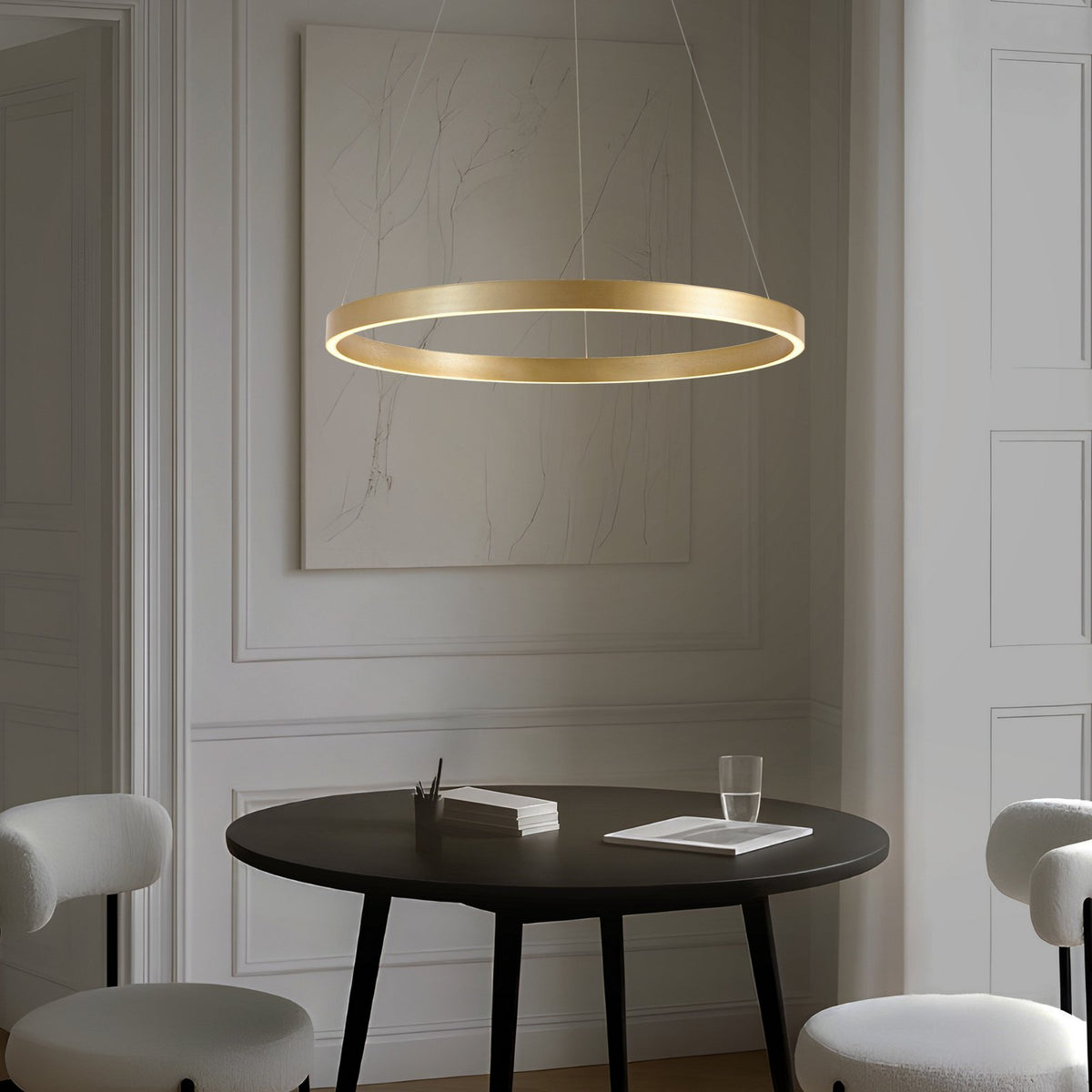 Lucande Pendelleuchte Hängeleuchte LED Lampe gold Metall Beleuchtung 80 cm - 4255830904097