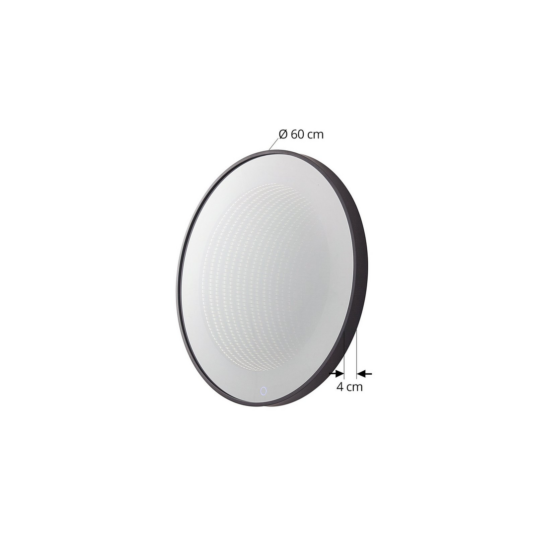 Lucande Led Spiegel Infinity Wandspiegel Schwarz Aluminium Ip44 60cm B-Ware - 4251911777918