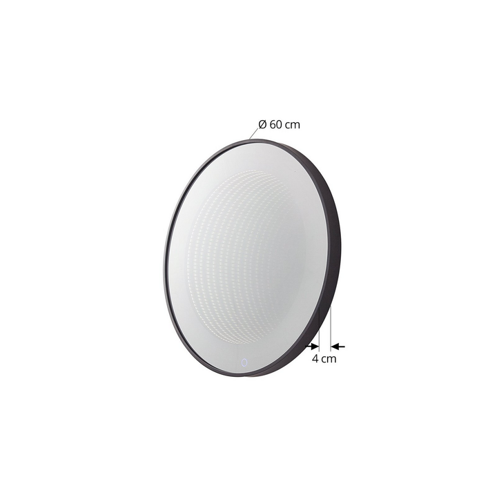 Lucande Led Spiegel Infinity Wandspiegel Schwarz Aluminium Ip44 60cm B-Ware - 4251911777918