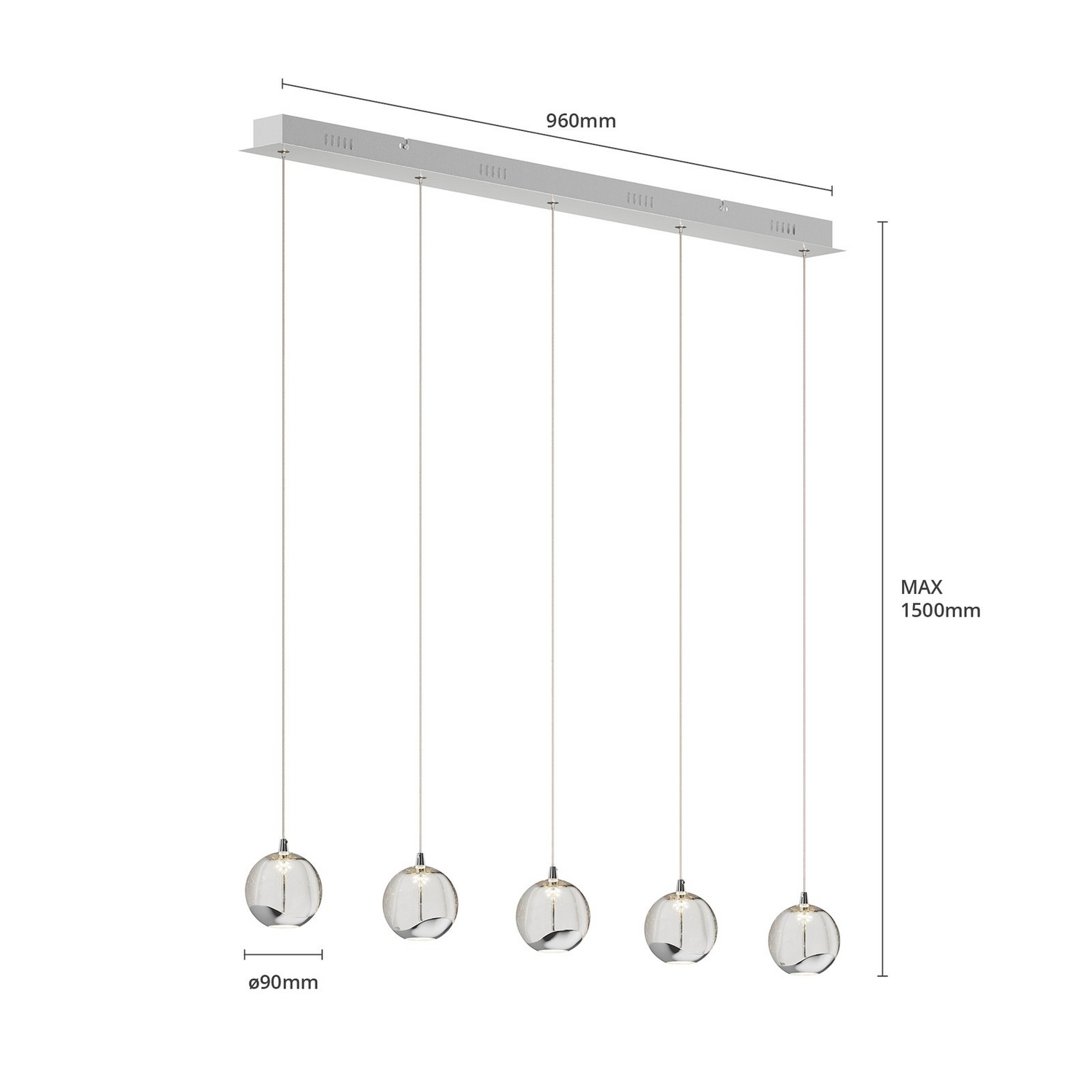 B-Ware Pendelleuchte Hängeleuchte Lucande Led Glaslampe Esstischleuchte Chrom Hayley