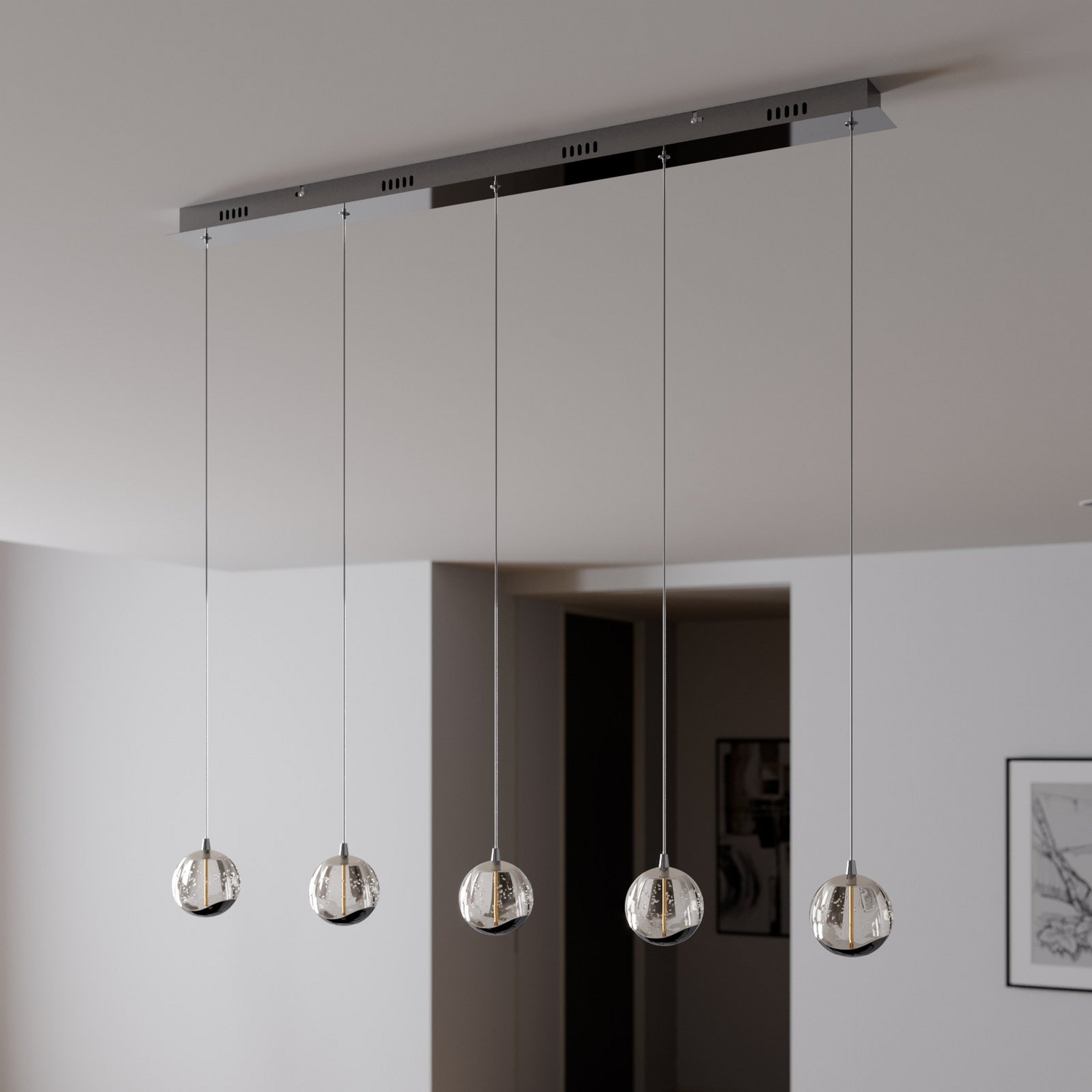 B-Ware Pendelleuchte Hängeleuchte Lucande Led Glaslampe Esstischleuchte Chrom Hayley