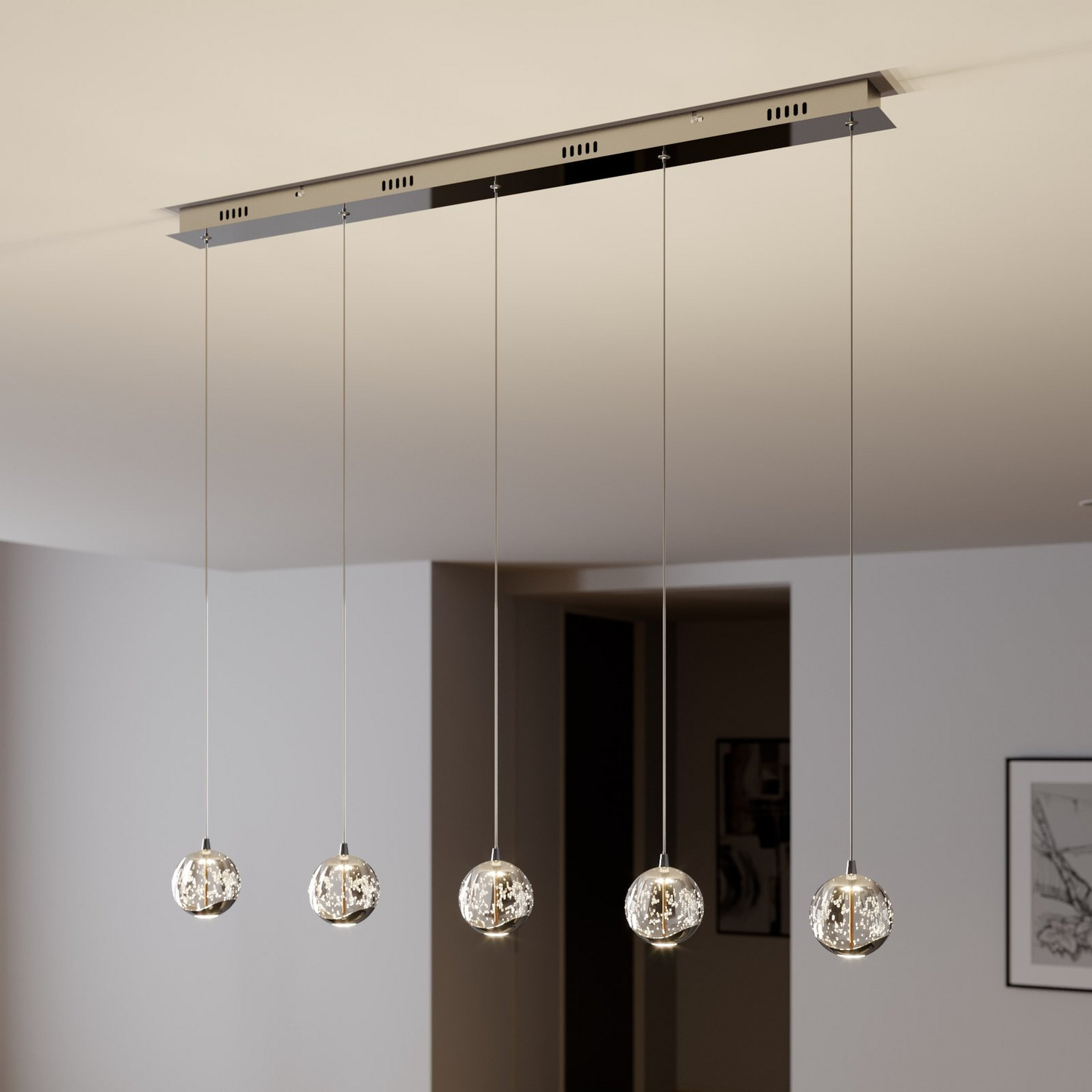 B-Ware Pendelleuchte Hängeleuchte Lucande Led Glaslampe Esstischleuchte Chrom Hayley
